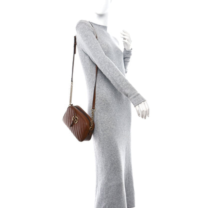 Gucci Glazed Calfskin Matelasse Diagonal Small GG Marmont Chain Shoulder Bag Cuir 2 of 13