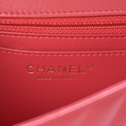 Chanel Lambskin Chevron Quilted Mini Rectangular Flap Pink 5 of 15