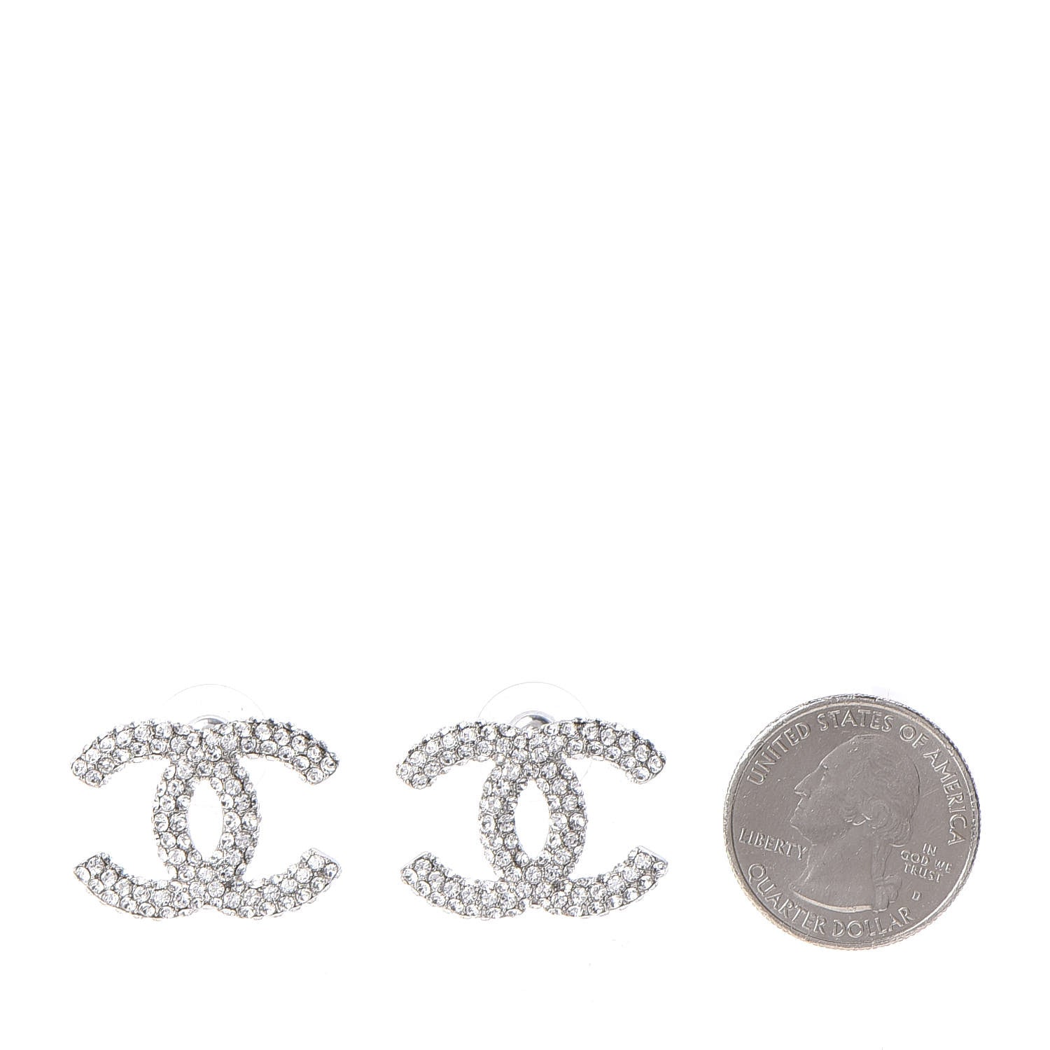 Chanel Crystal Large CC Earrings Silver 2 of 5
