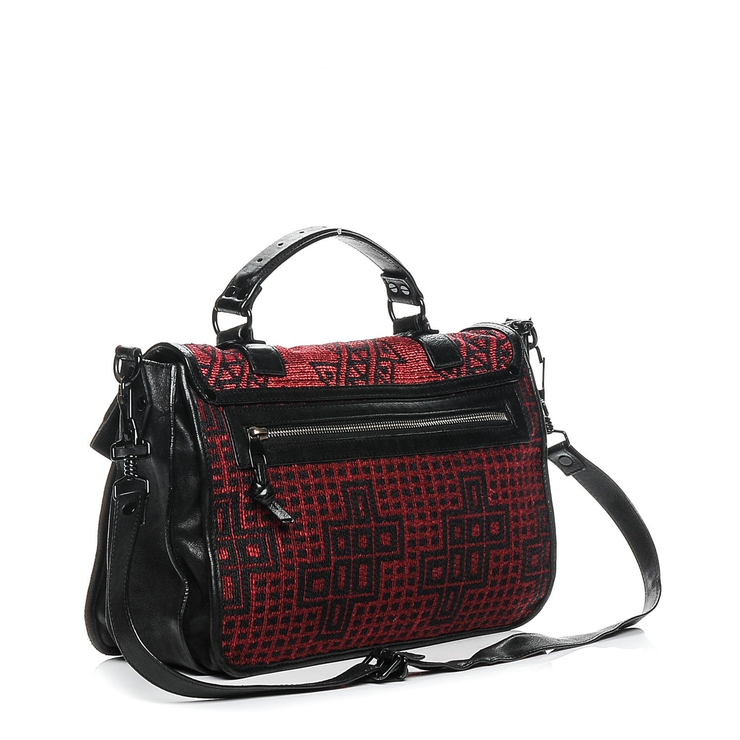 Proenza Schouler Calfskin Fabric Mochila Medium PS1 Satchel Red Black 3 of 11