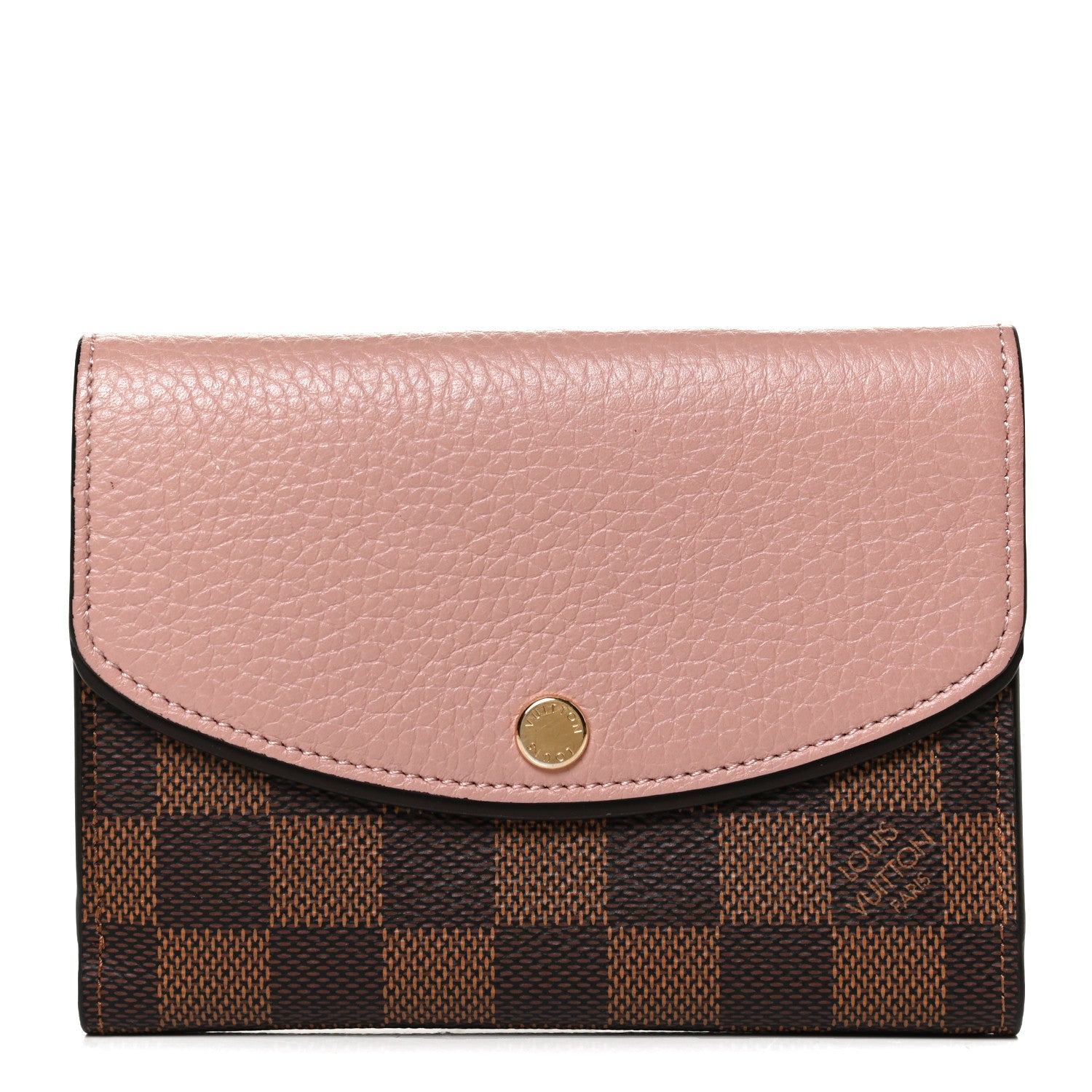 Louis Vuitton Damier Ebene Normandy Compact Wallet Rose Ballerine 1 of 10