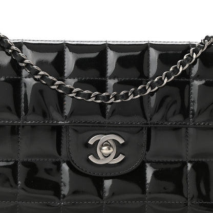Chanel Patent Quilted East West Chocolate Bar Flap Black 9 of 12