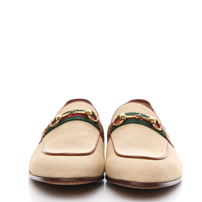 Gucci Canvas Web Mens Brixton Horsebit Loafers 9.5 Sand Light Cuir 2 of 9