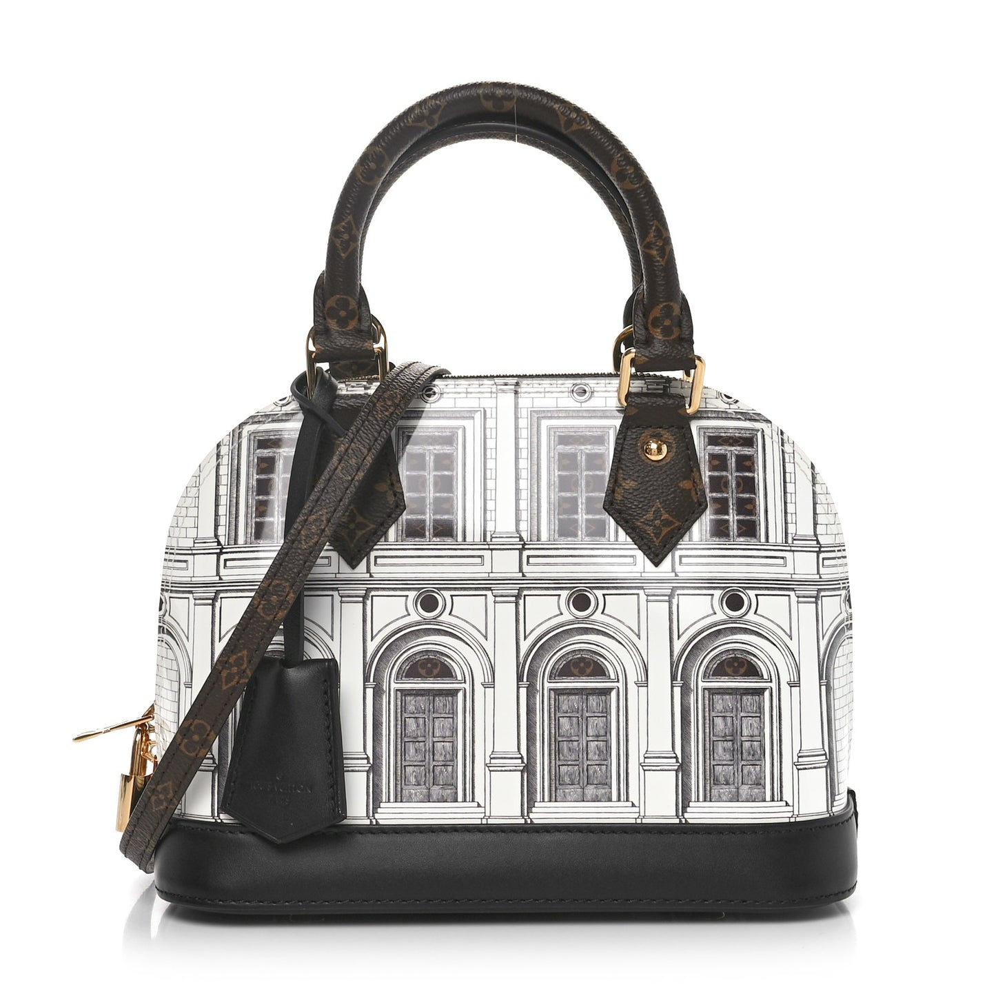 X FORNASETTI Calfskin Architettura Alma BB Black White