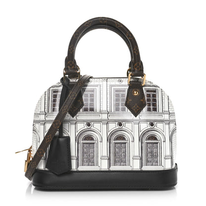 Louis Vuitton X FORNASETTI Calfskin Architettura Alma BB Black White 1 of 10