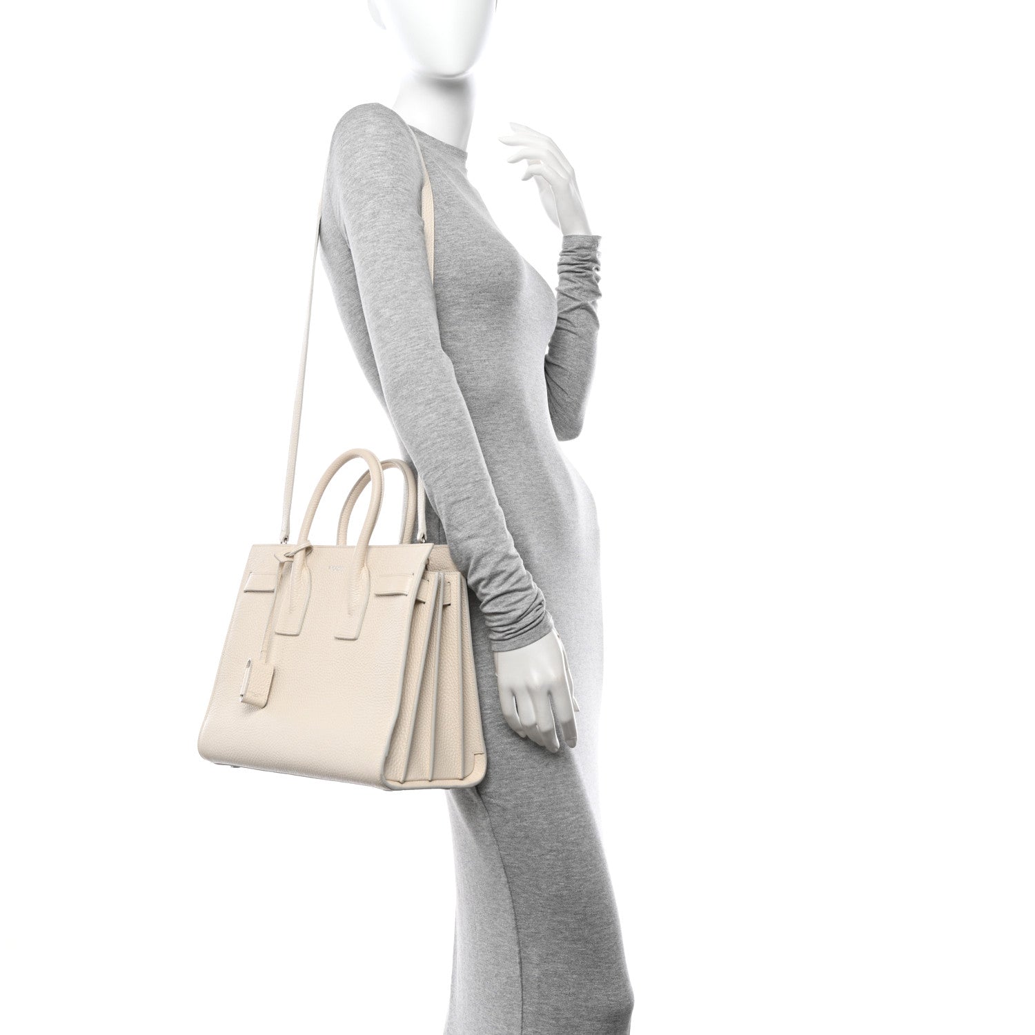 Saint Laurent Grained Calfskin Small Sac De Jour Dove White 2 of 10