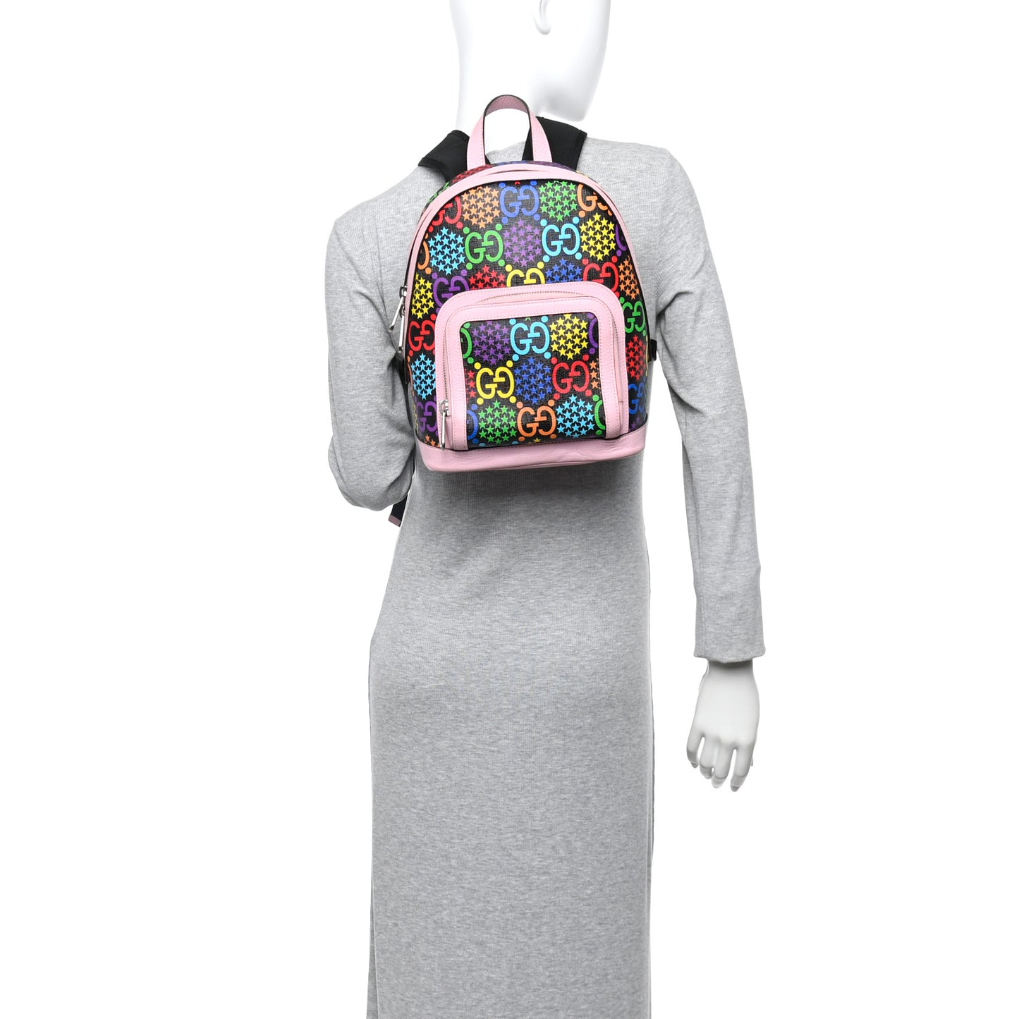 GG Supreme Monogram Psychedelic Small Day Backpack Black Multicolor Sugar Pink
