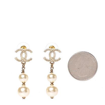 Chanel Pearl CC Drop Earrings Gold 2 of 5