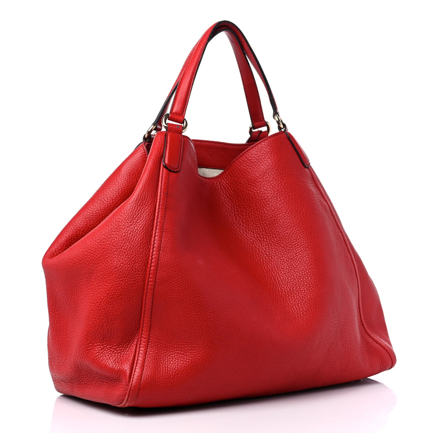 Pebbled Calfskin Large Soho Shoulder Bag Red