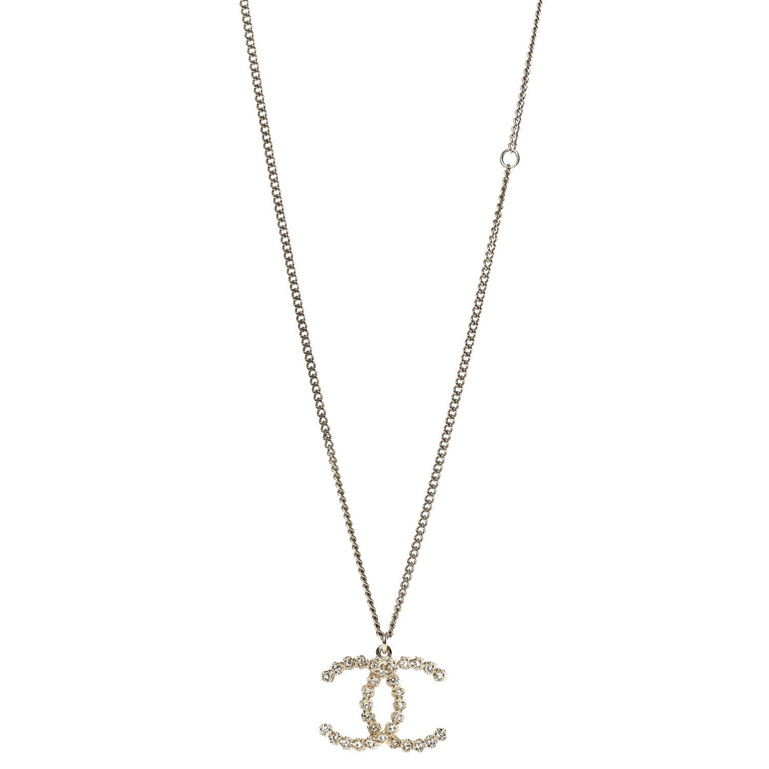 Chanel Crystal CC Pendant Necklace Gold 1 of 6