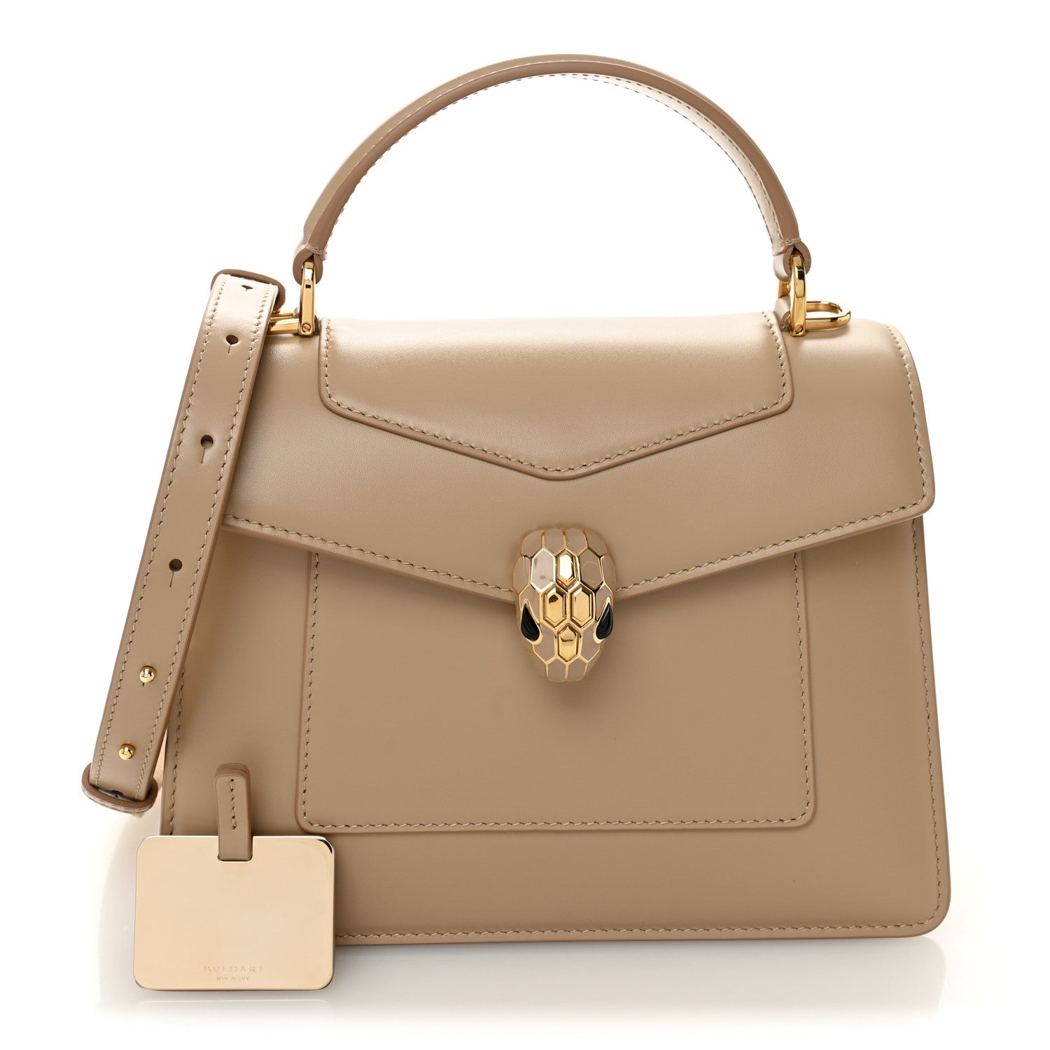 Bulgari Calfskin Serpenti Forever Medium Top Handle Beige 3 of 11