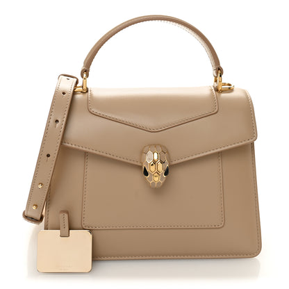 Bulgari Calfskin Serpenti Forever Medium Top Handle Beige 3 of 11