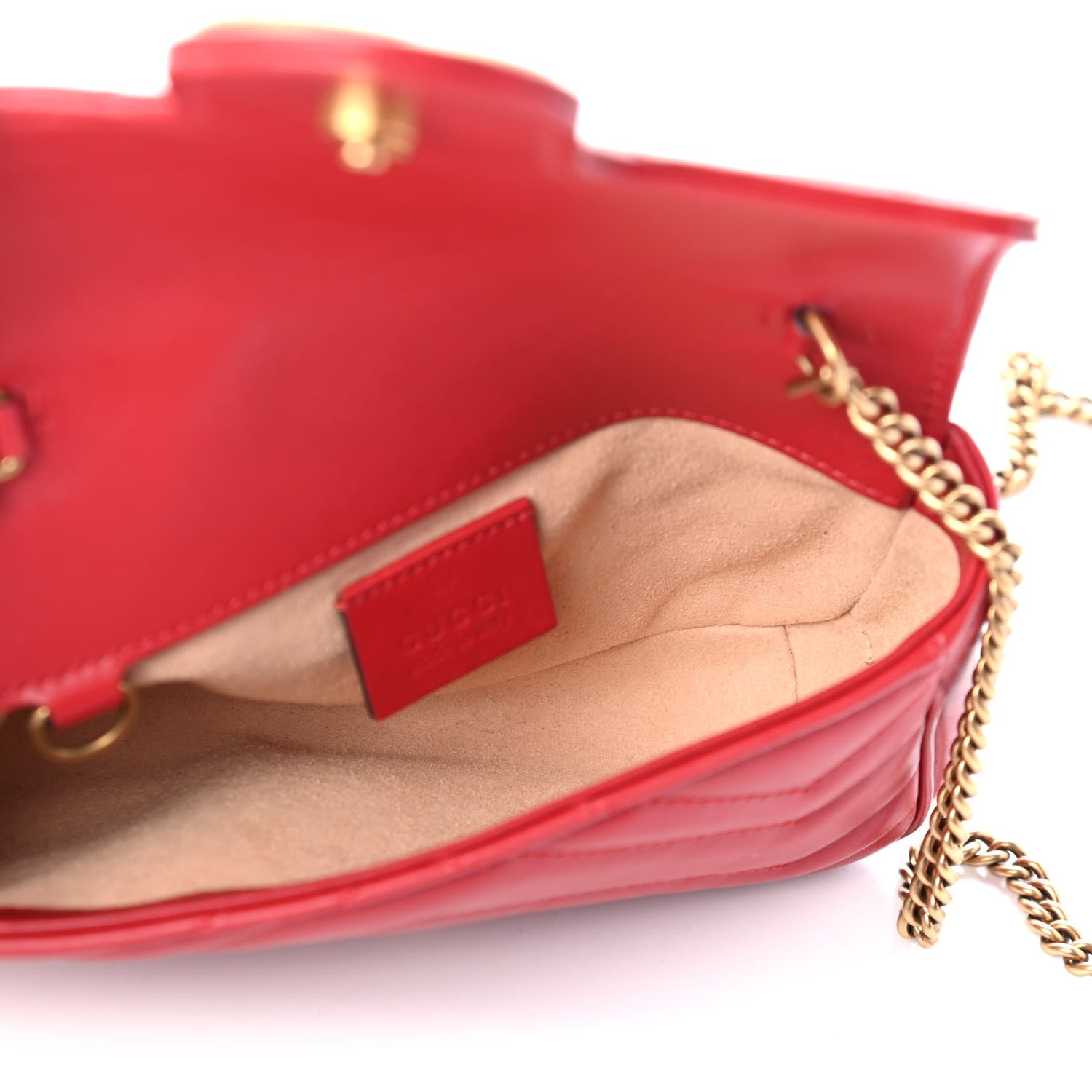 Gucci Calfskin Matelasse Super Mini GG Marmont Shoulder Bag Hibiscus Red 4 of 4