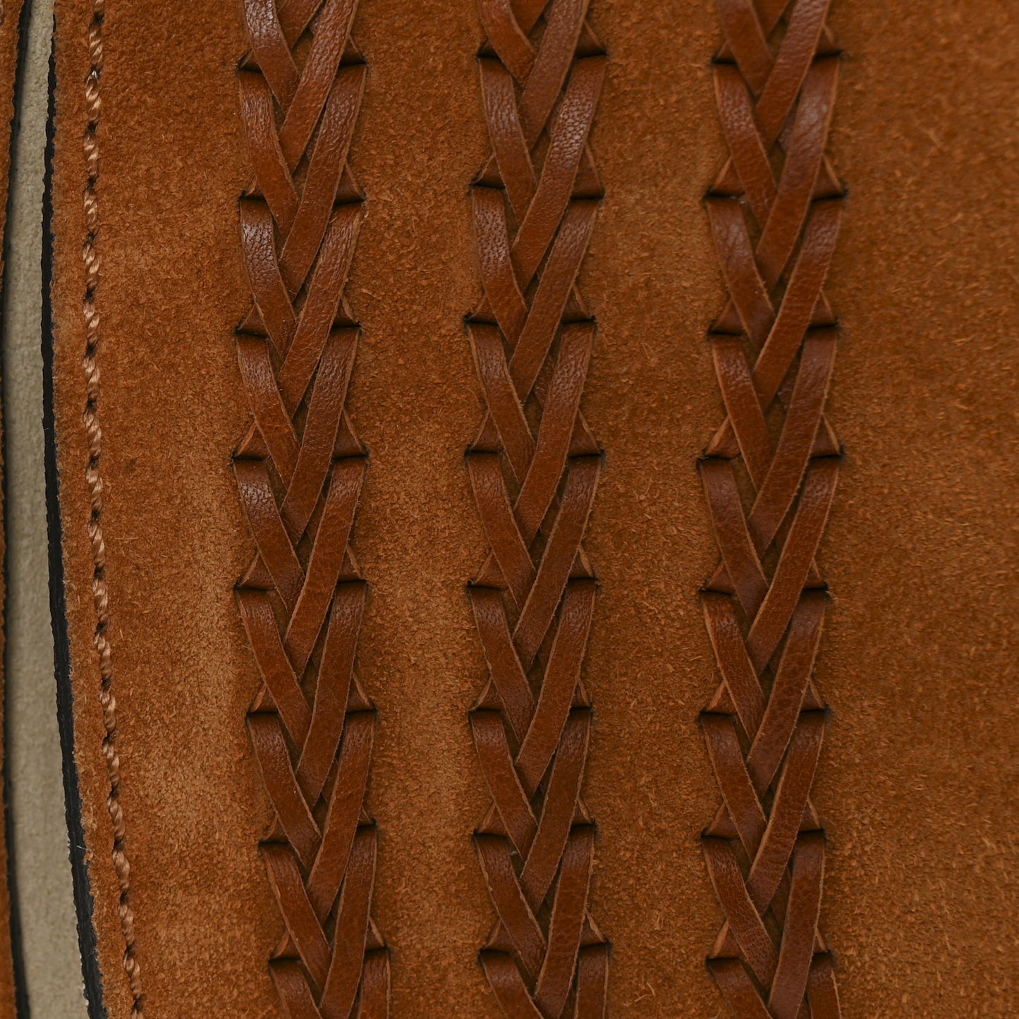 Suede Calfskin Braided Medium Marcie Satchel Caramel
