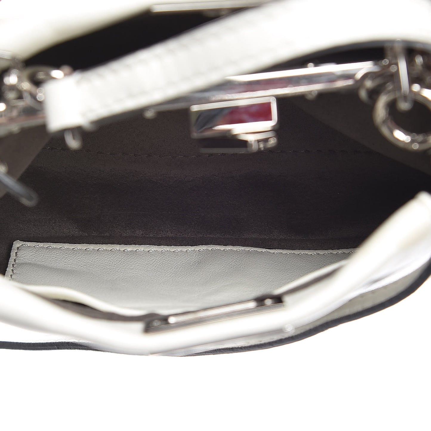 Shiny Nappa Micro Peekaboo Iconic Satchel White