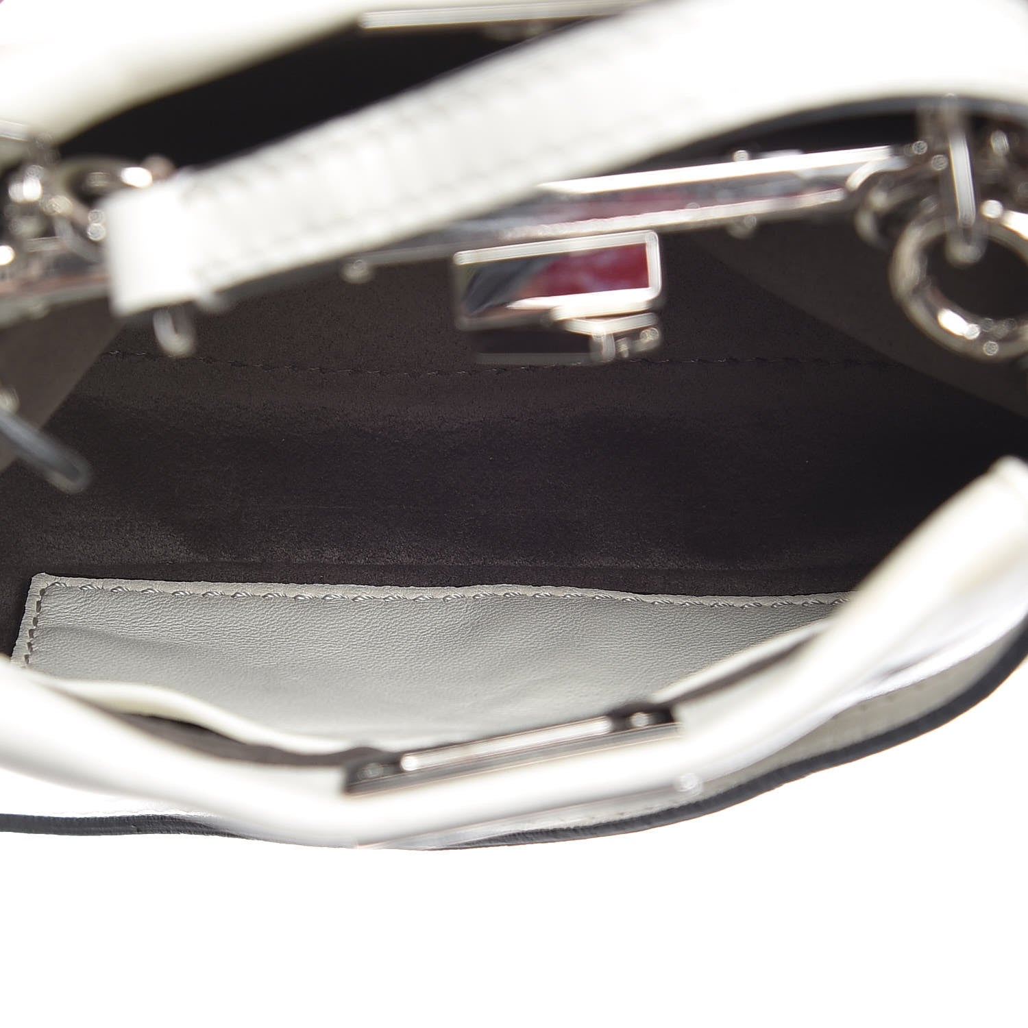 Fendi Shiny Nappa Micro Peekaboo Iconic Satchel White 6 of 9