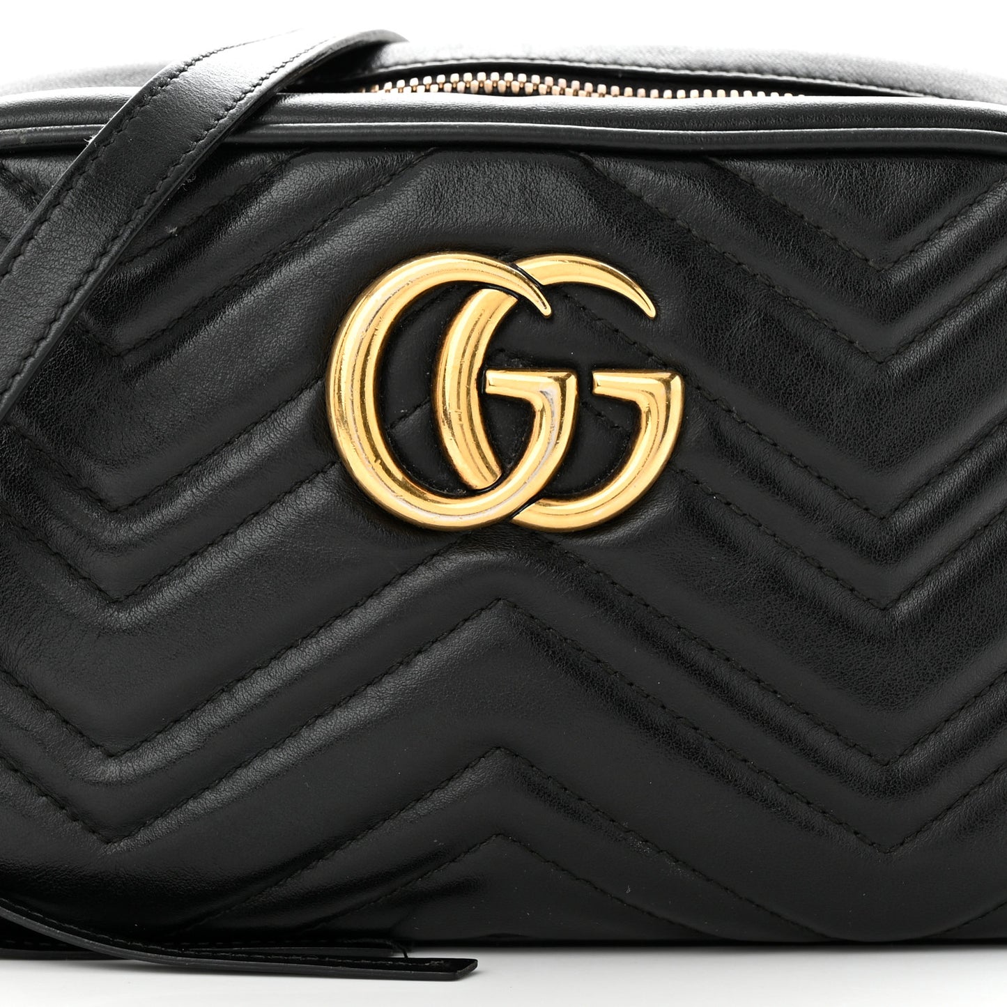 Calfskin Matelasse Small GG Marmont Chain Shoulder Bag Black