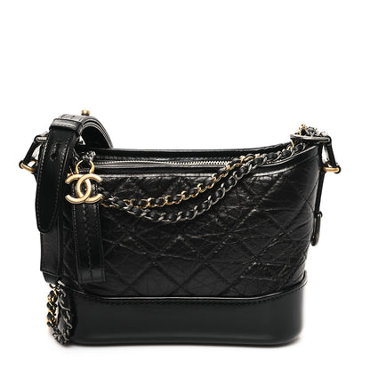 Chanel Aged Calfskin Quilted Small Gabrielle Hobo Black 1 of 10