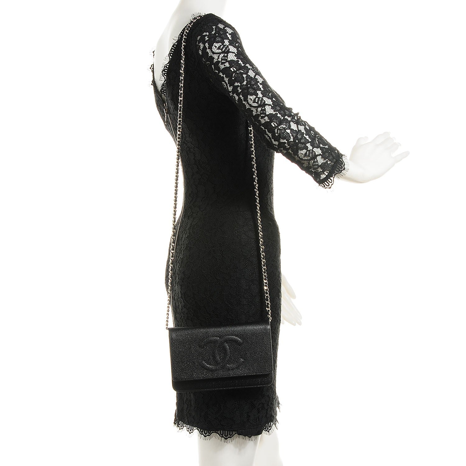 Chanel Caviar Timeless CC Wallet on Chain WOC Black 2 of 9