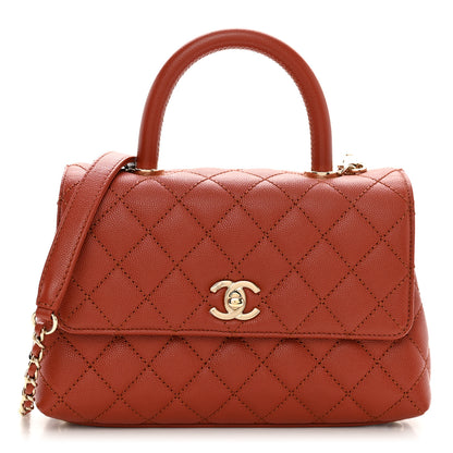 Chanel Caviar Quilted Mini Coco Handle Flap Dark Orange 1 of 11