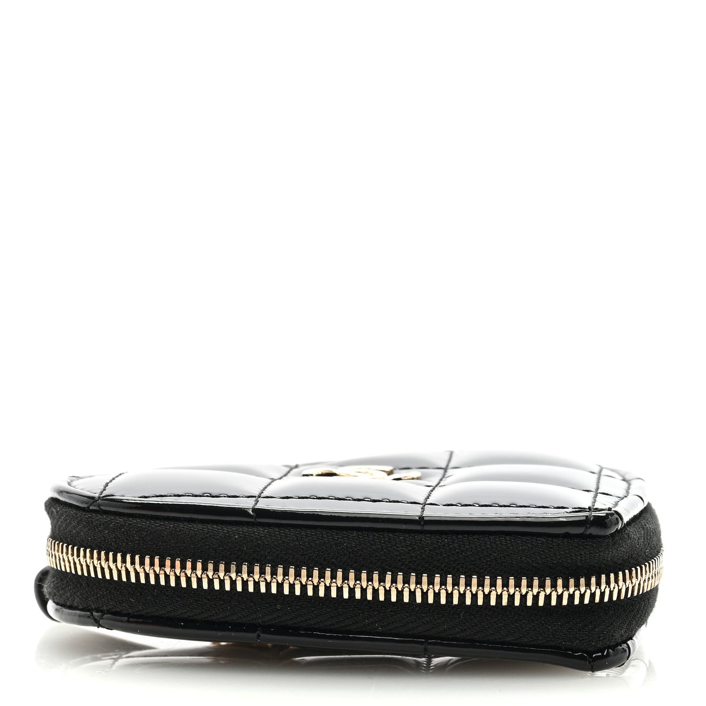 Patent Quilted Heart Zipped Coin Purse Black