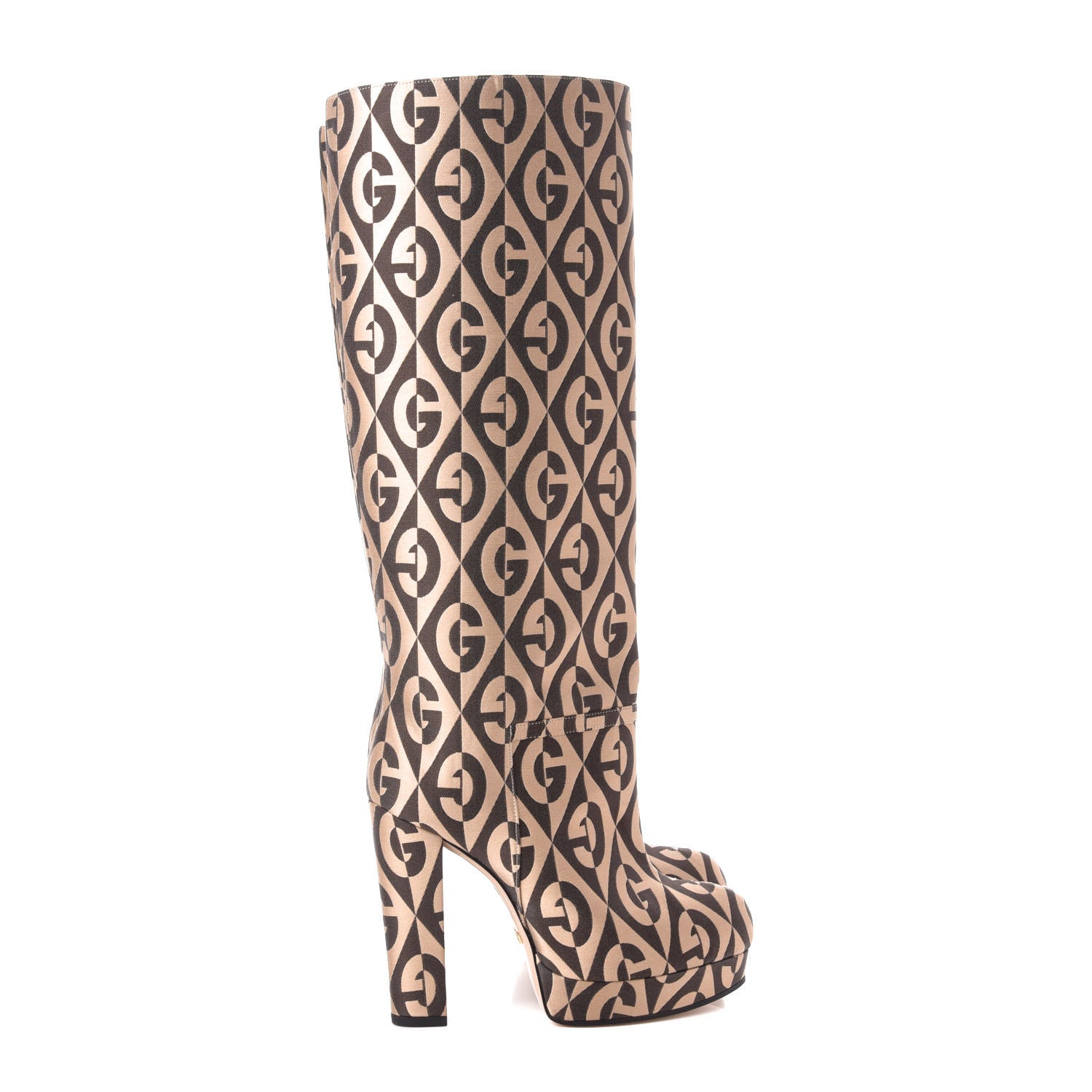 Gucci Fabric G Rhombus Print Platform Boots 36 Beige Cocoa 4 of 9