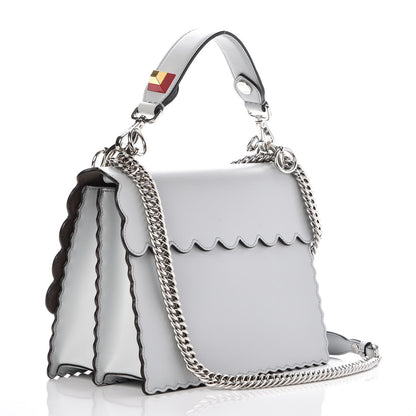 Fendi Vitello Liberty Scalloped Spike Studded Kan I Shoulder Bag Grigio Perla Multicolor 5 of 9
