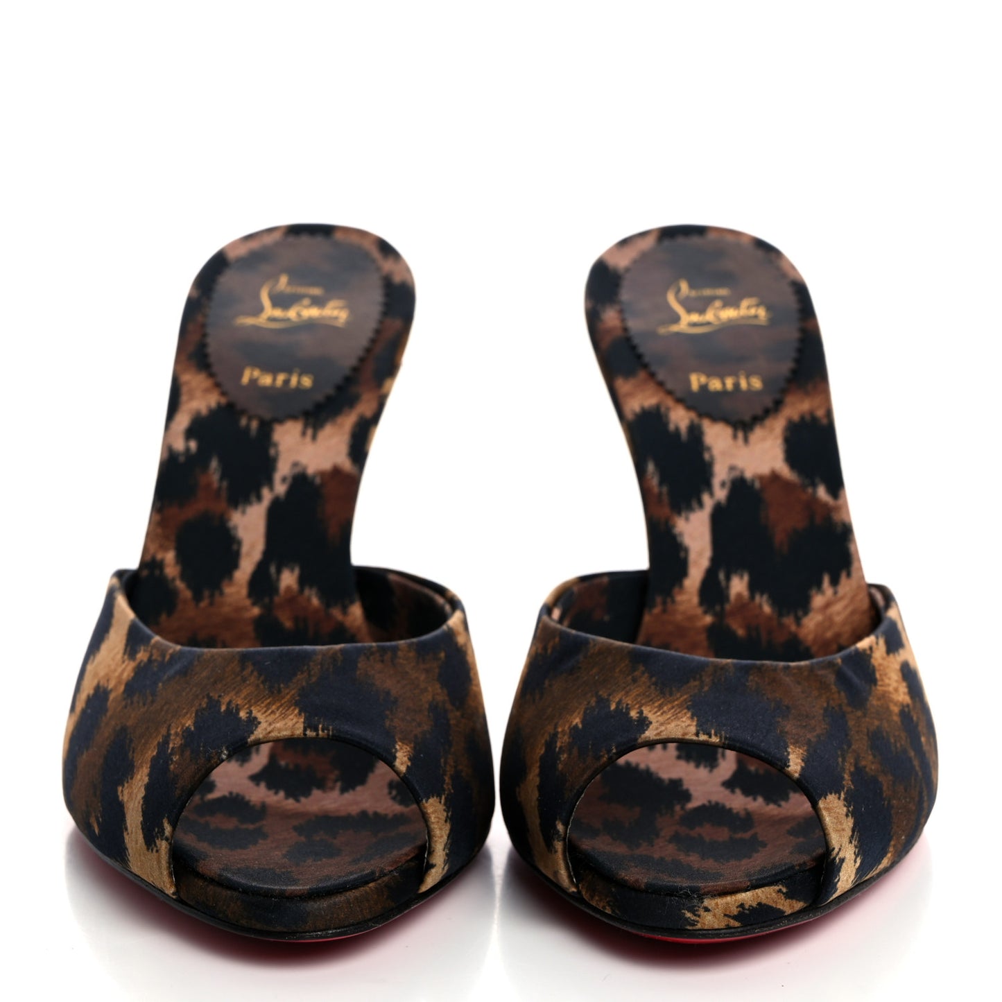 Satin Leopard Print Me Dolly 85 Sandals 36.5 Black