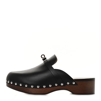 Hermes Calfskin Carlotta Mules 37 Black 1 of 8