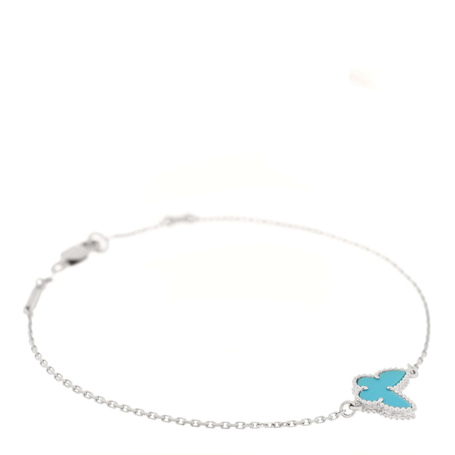 Van Cleef & Arpels 18K White Gold Turquoise Sweet Alhambra Butterfly Bracelet 1 of 3