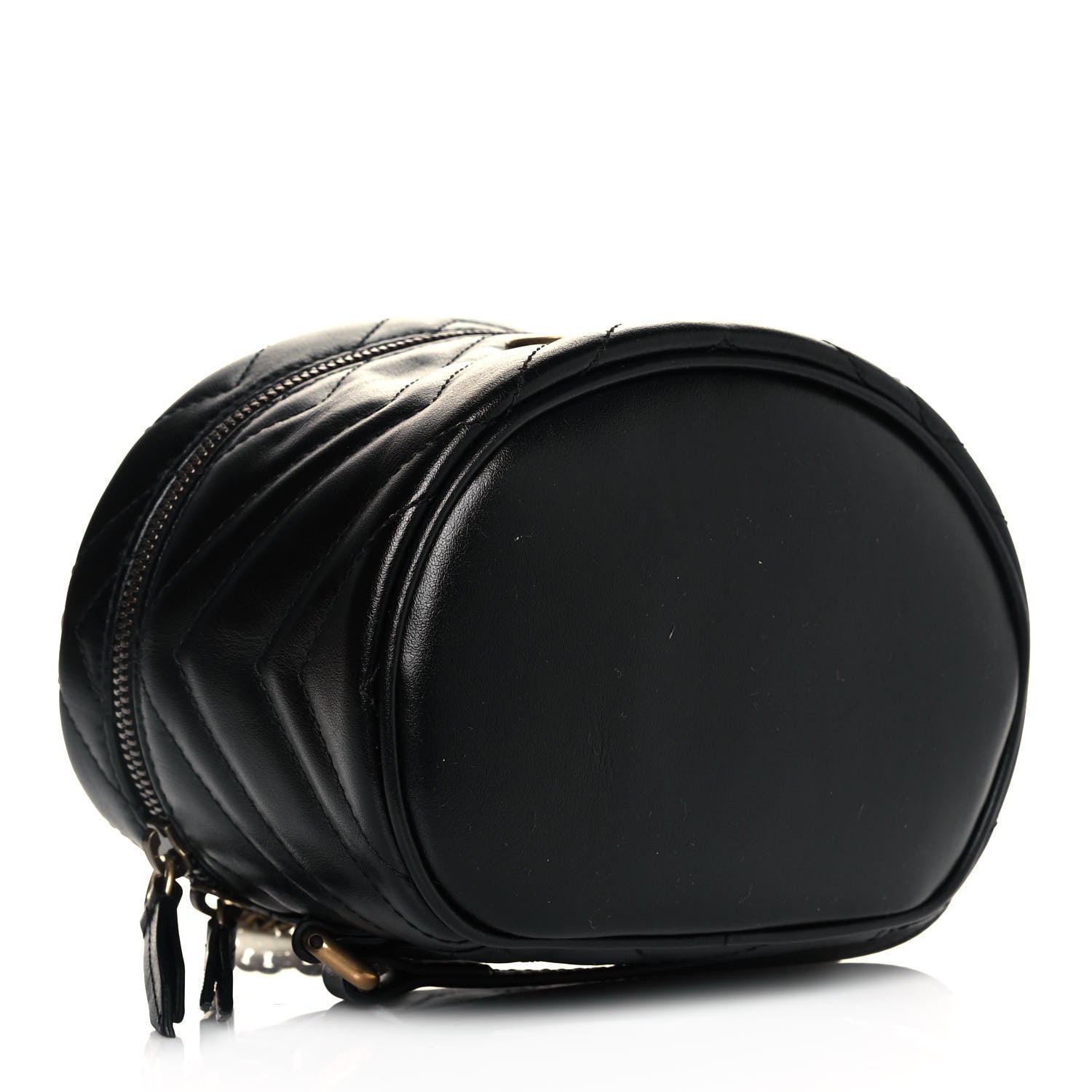 Gucci Calfskin Matelasse Mini GG Marmont Round Backpack Black 3 of 9