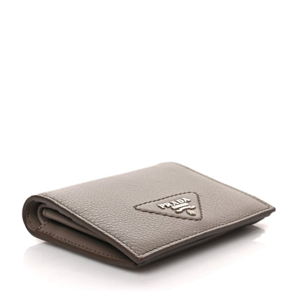 Prada Vitello Daino Metal Compact Snap Bi-Fold Wallet Argilla 4 of 6