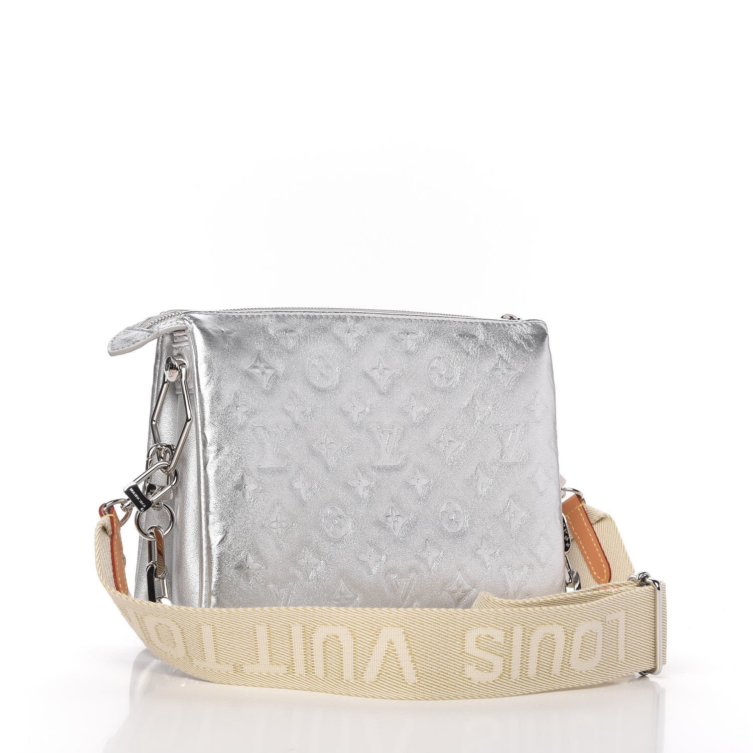 Louis Vuitton Metallic Lambskin Embossed Monogram Coussin PM Silver 3 of 9