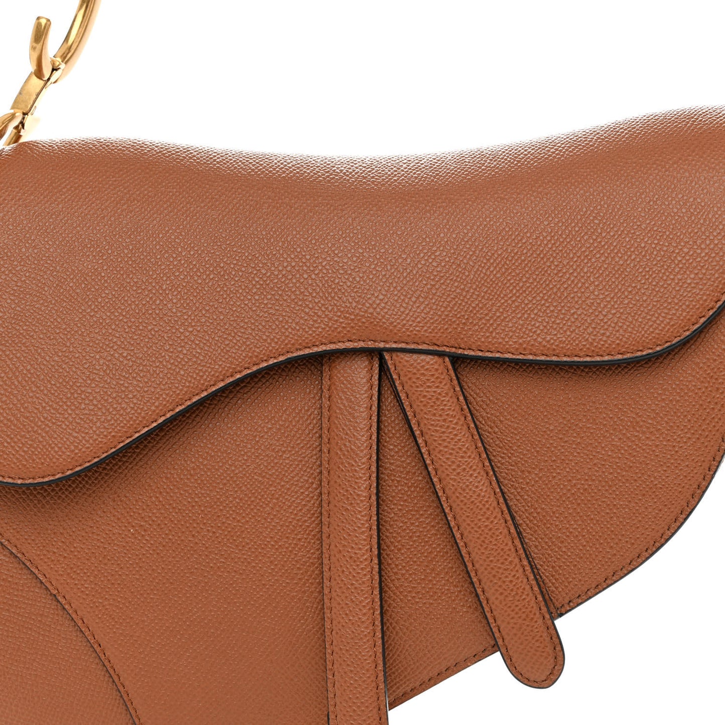Grained Calfskin Saddle Bag Camello