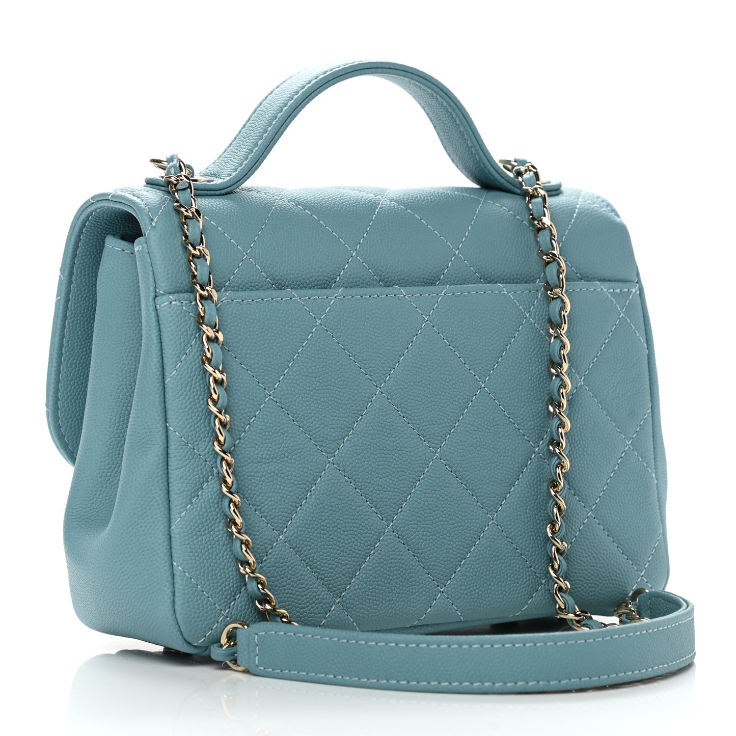 Caviar Quilted Small Business Affinity Flap Light Blue