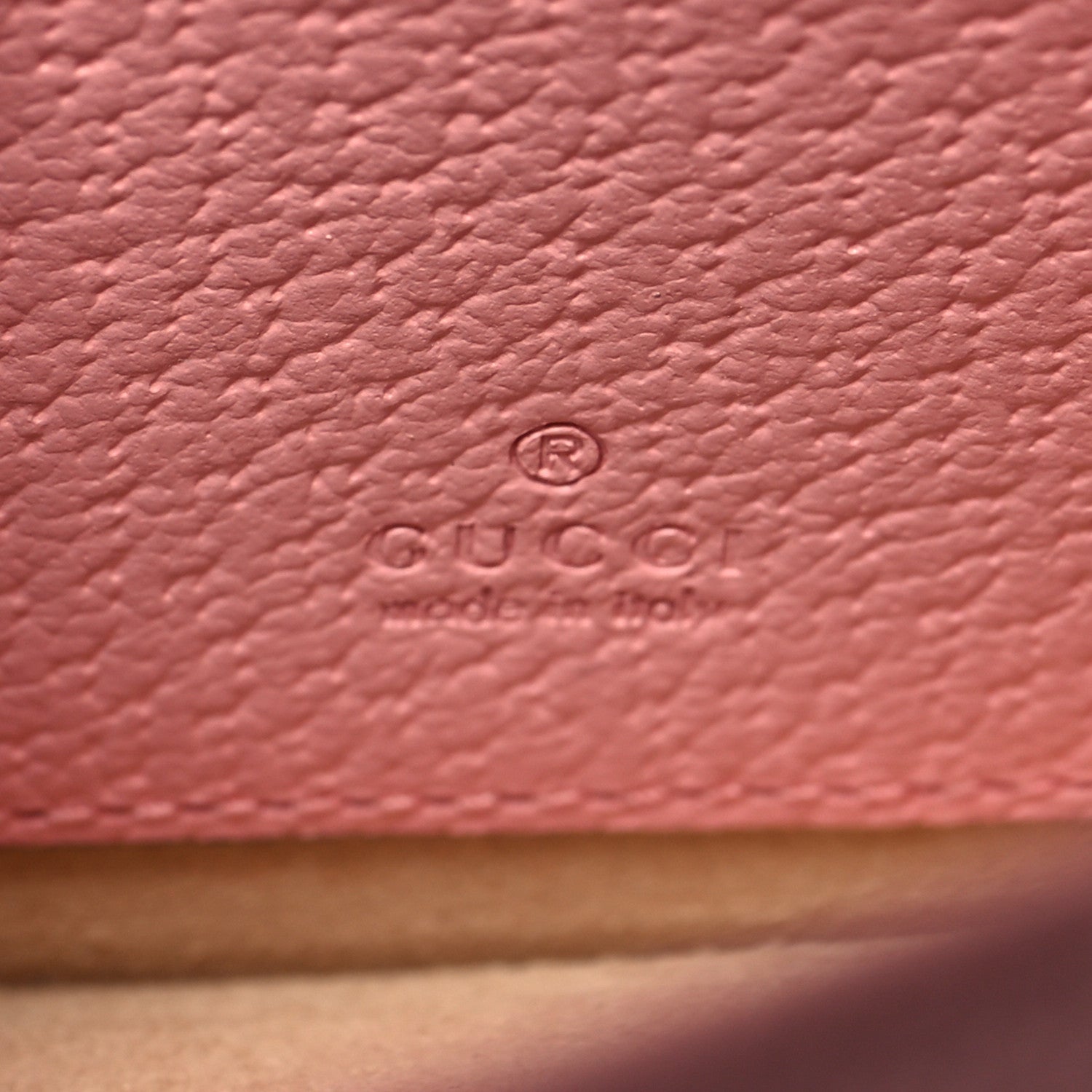 Gucci Textured Dollar Calfskin Diana Chain Wallet Wild Rose 6 of 10