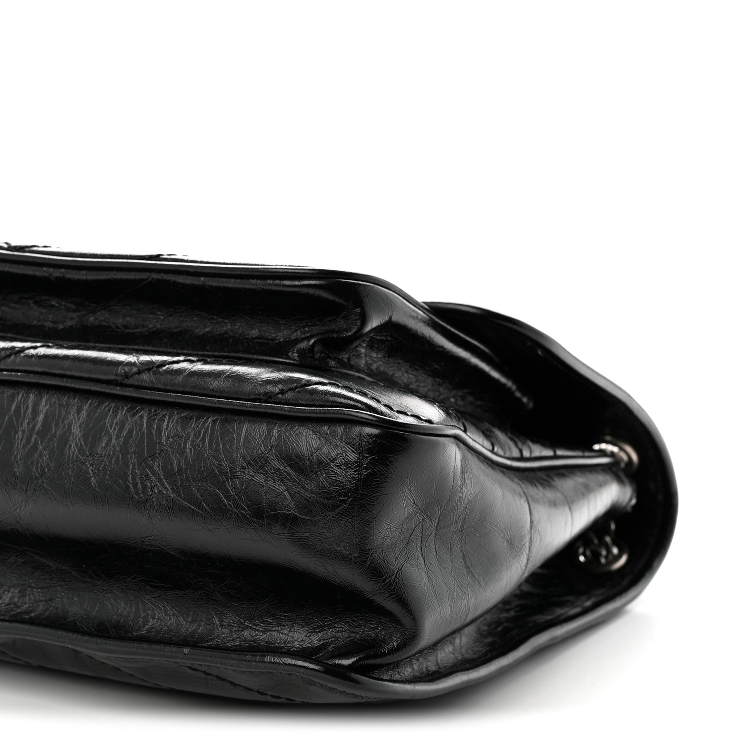 Saint Laurent Crinkled Calfskin Matelasse Monogram Large Niki Chain Satchel Black 10 of 10