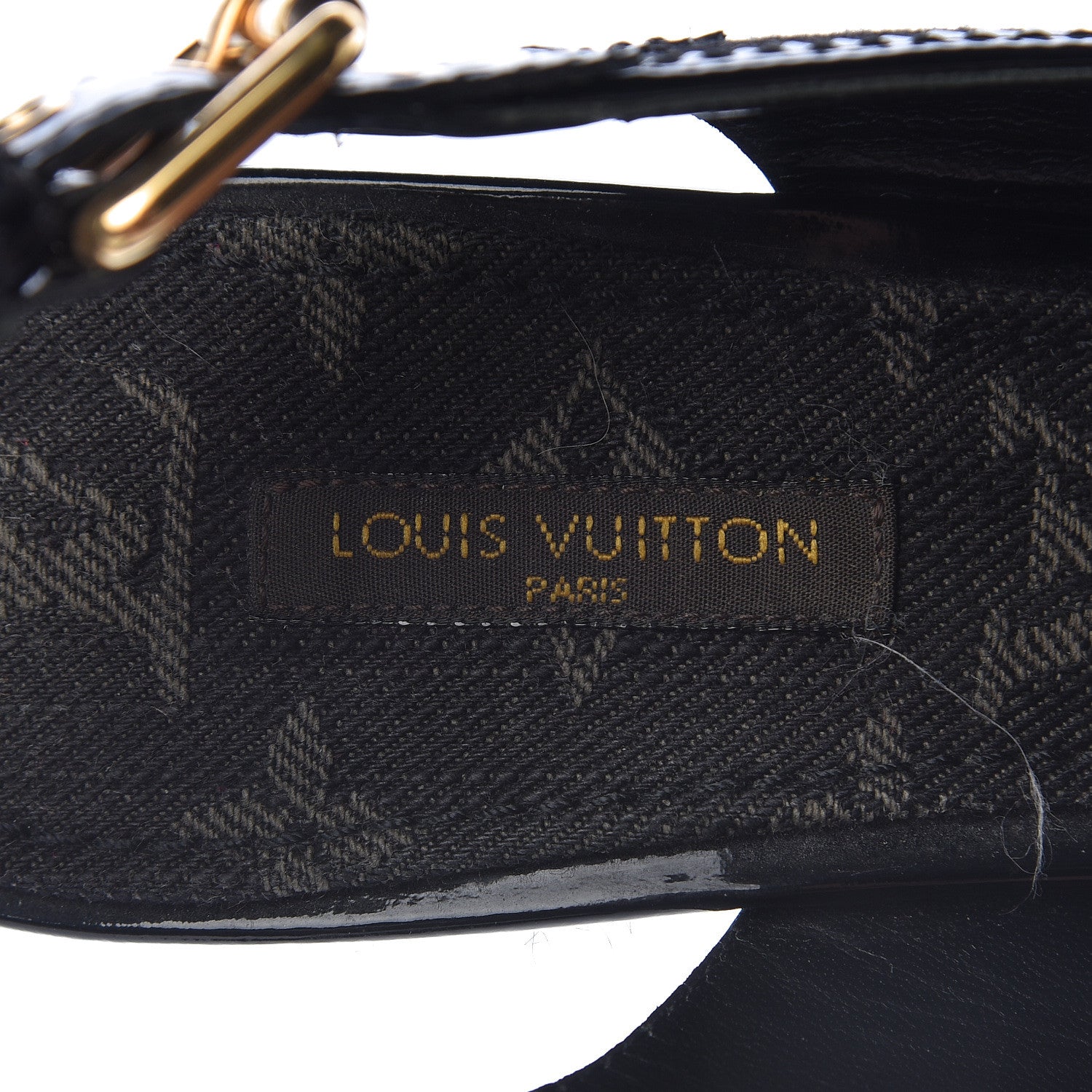 Louis Vuitton Denim Patent Espadrille Wedges 38 Black 7 of 8