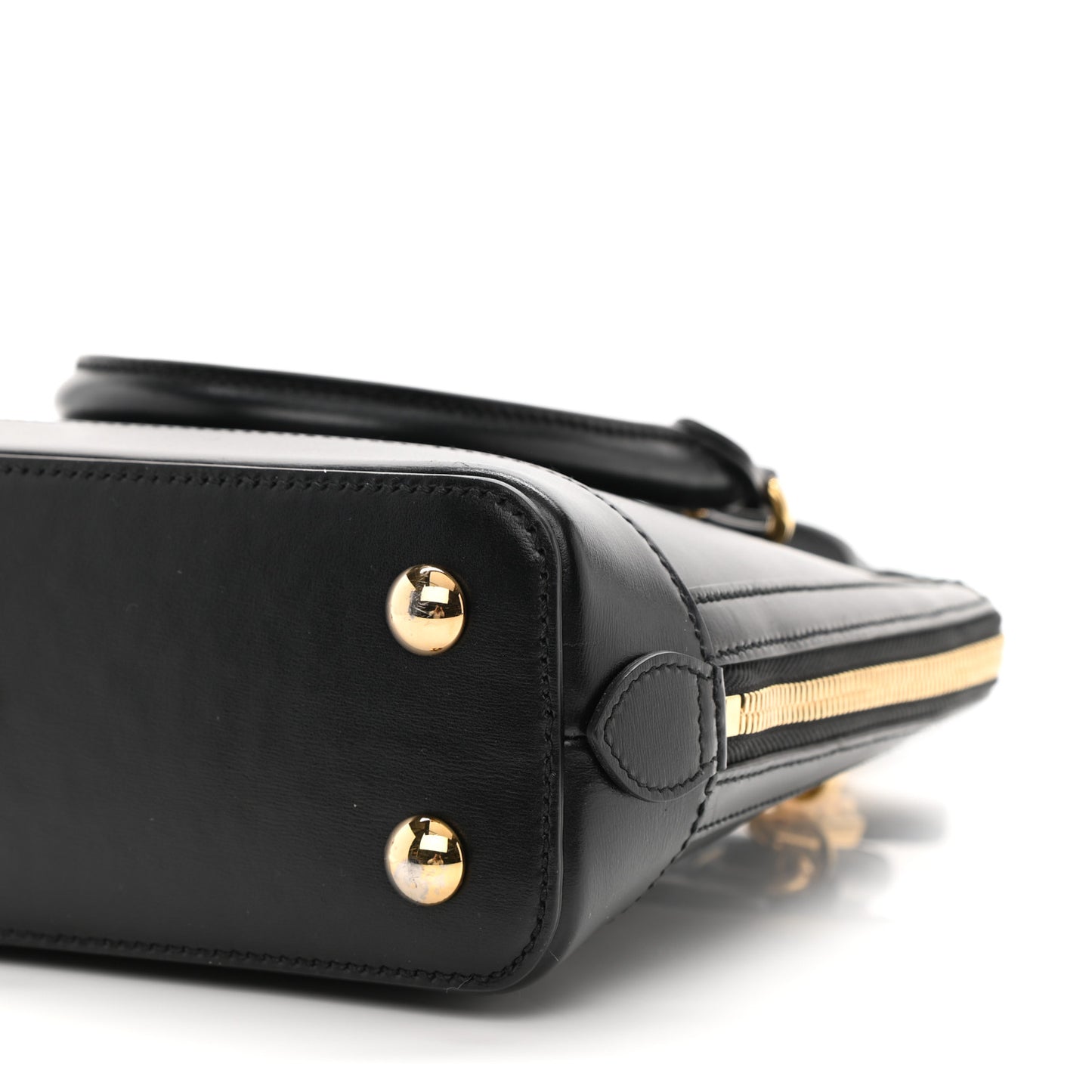 Boarded Plutone Calfskin Small Horsebit 1955 Top Handle Bag Black