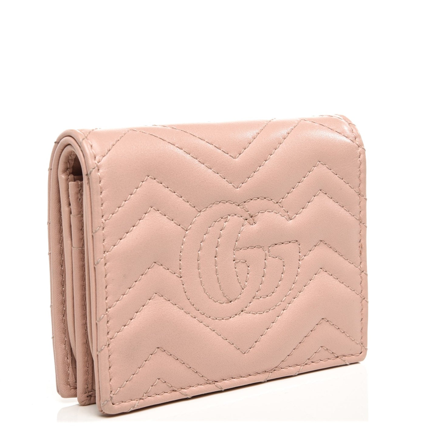 Calfskin Matelasse GG Marmont Card Case Perfect Pink