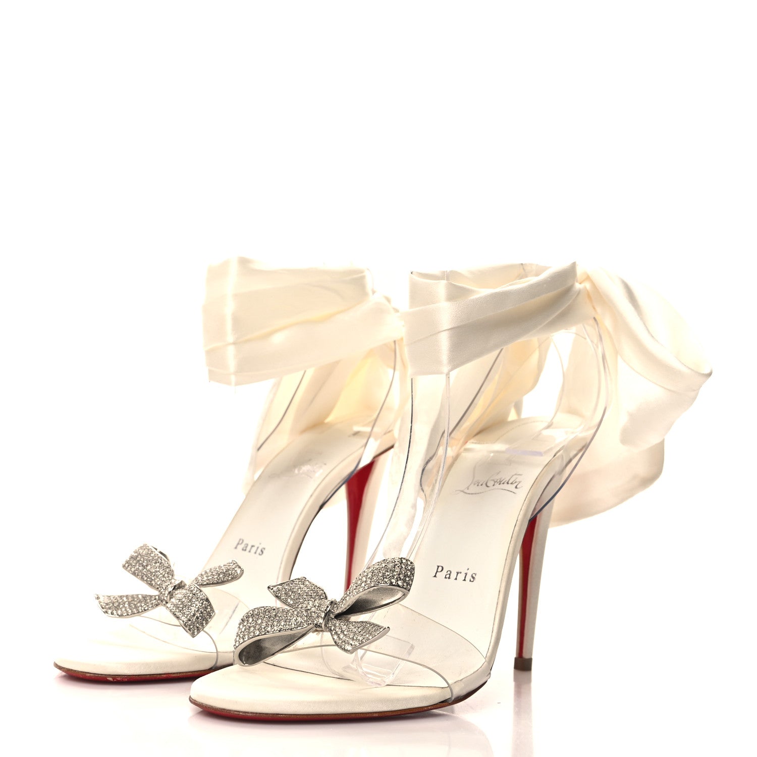 Christian Louboutin Crystal PVC Astrinodo 100 Sandals 38 Ivory 3 of 10