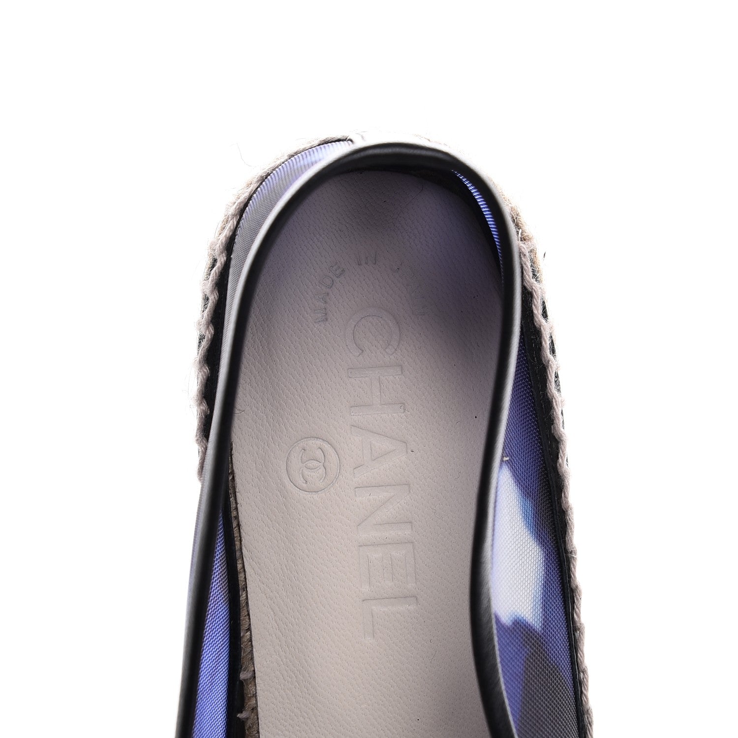 Chanel Mesh Lambskin Check Print CC Espadrilles 39 Blue Black White 8 of 8