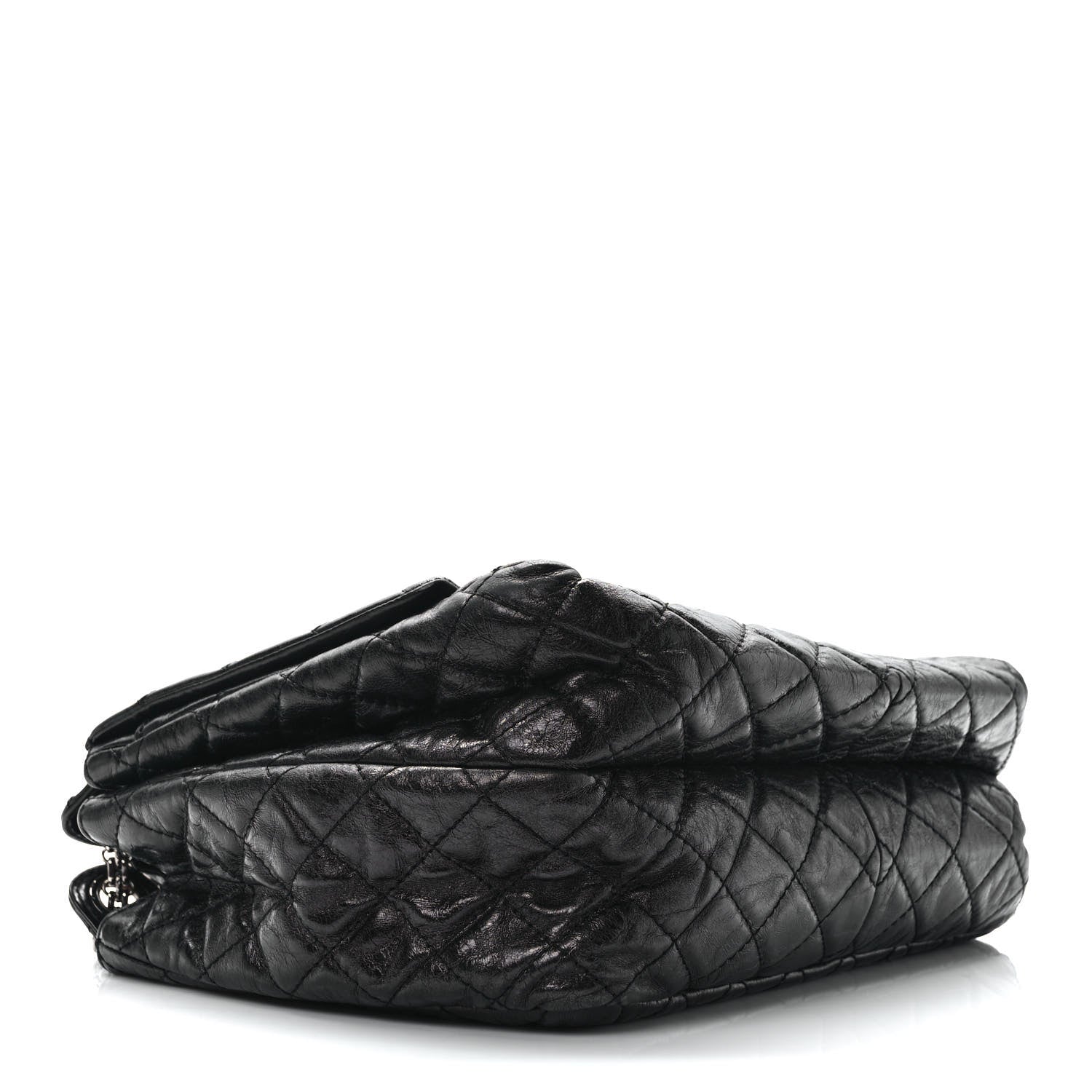 Chanel Metallic Aged Calfskin Quilted Reissue 2.55 Accordion Flap Black 4 of 9