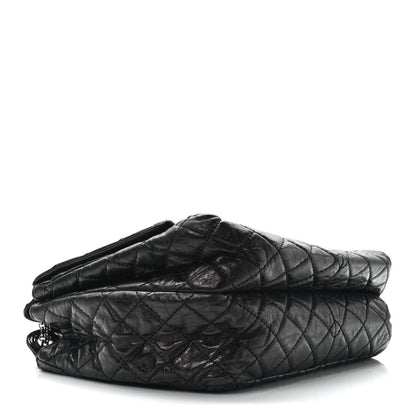 Chanel Metallic Aged Calfskin Quilted Reissue 2.55 Accordion Flap Black 4 of 9