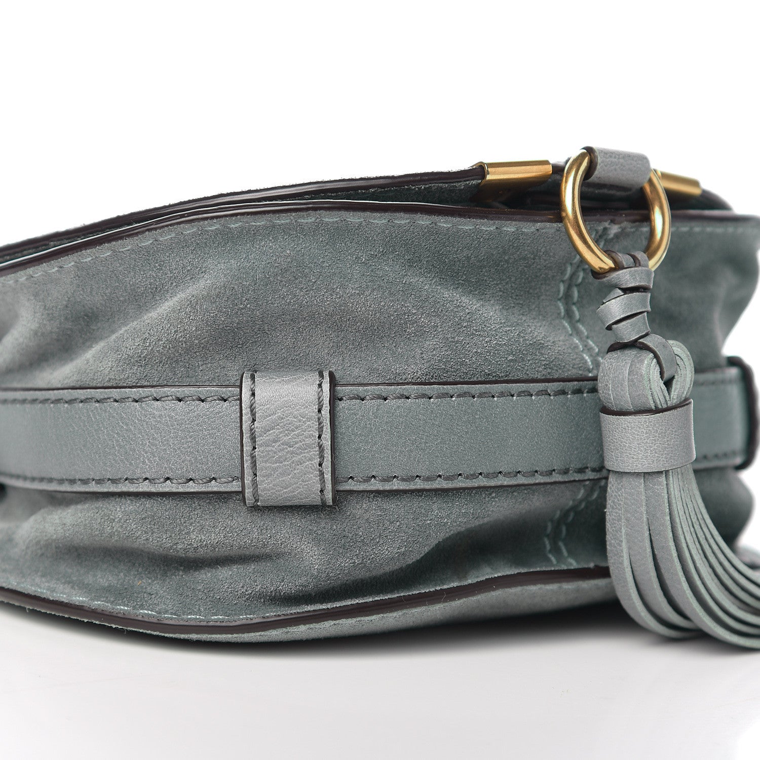 Chloe Suede Calfskin Braided Mini Marcie Round Crossbody Bag Cloudy Blue 6 of 8