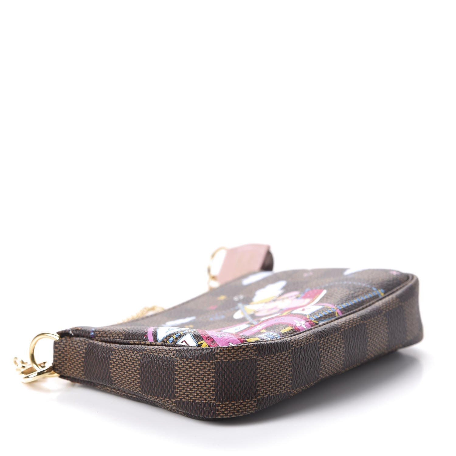 Louis Vuitton Damier Ebene 2020 Christmas Animation Big Wheel Mini Pochette Accessories Rose Ballerine 4 of 10