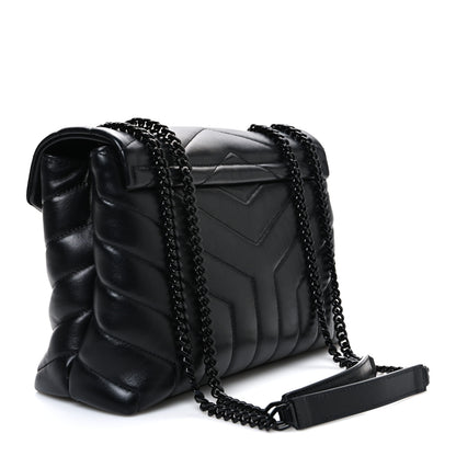 Saint Laurent Calfskin Y Quilted Monogram Monochrome Small Loulou Chain Satchel Black 3 of 11