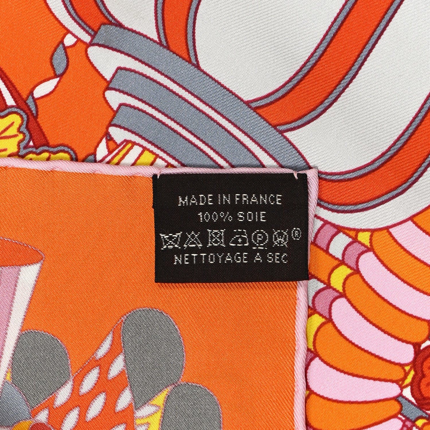 Hermes Silk La Patisserie Francaise Scarf 90 Orange Rose Gris 4 of 6