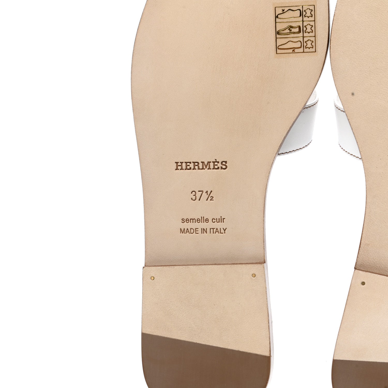 Hermes Box Calfskin Oran Sandals 37.5 White 6 of 8