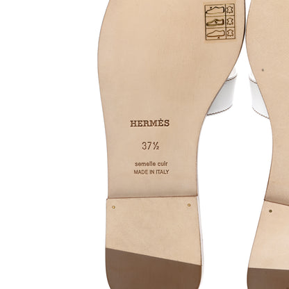 Hermes Box Calfskin Oran Sandals 37.5 White 6 of 8